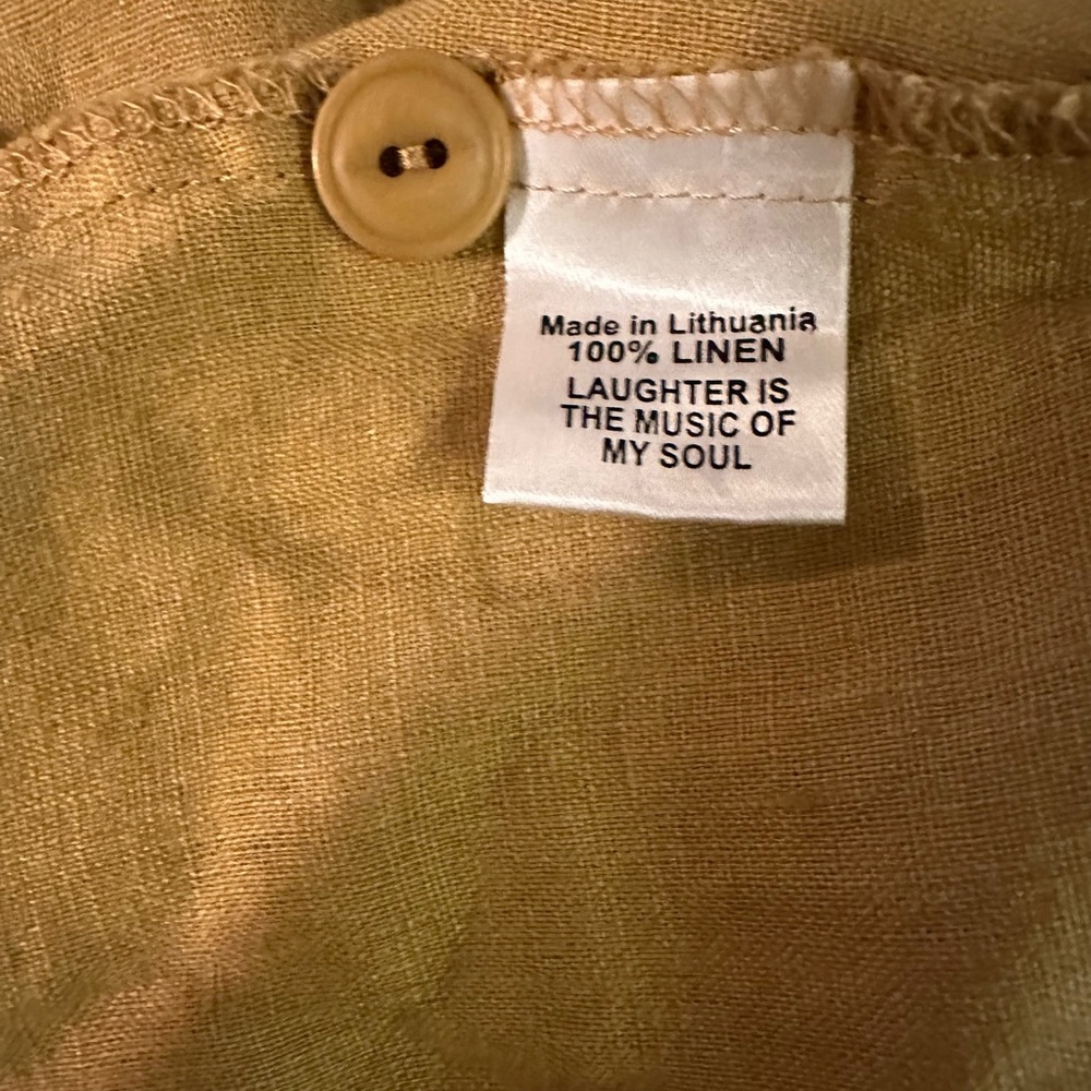 FLAX NWT Corozo Collection heavier weight Linen Mustard Colored Dress Size 1G - Picture 8 of 14